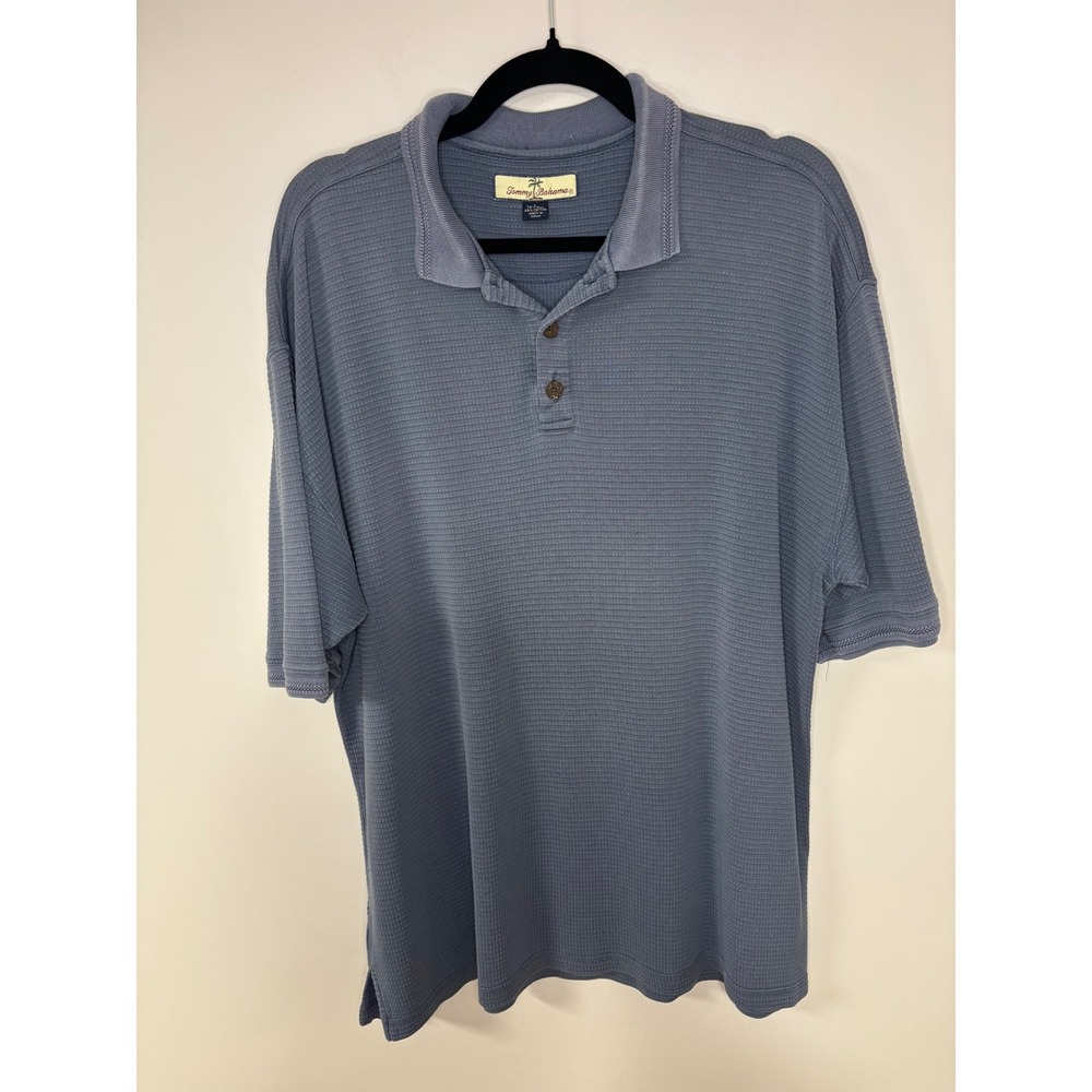 Tommy Bahama Men's L Polo Shirt Silk Blend Knit Blue Short‎ Sleeve Casual